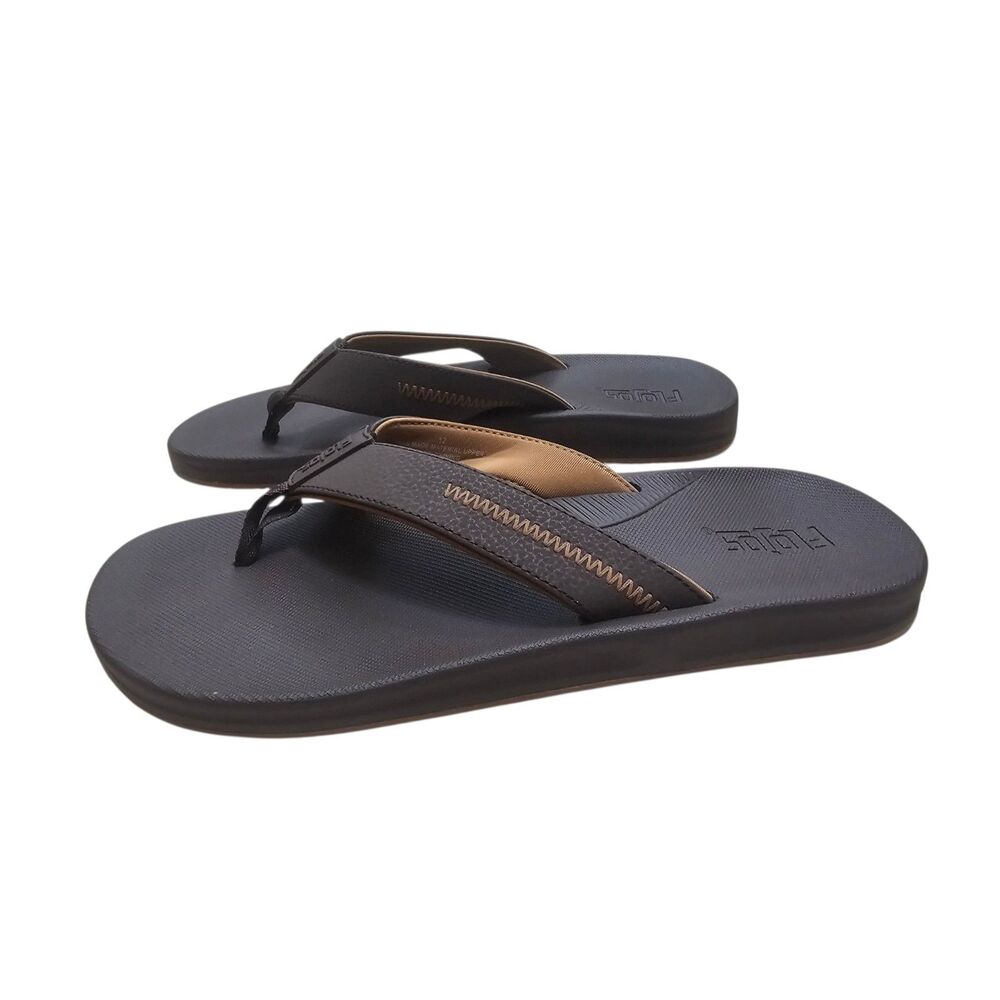 New Men's Flojos Flip Flops Brown 12